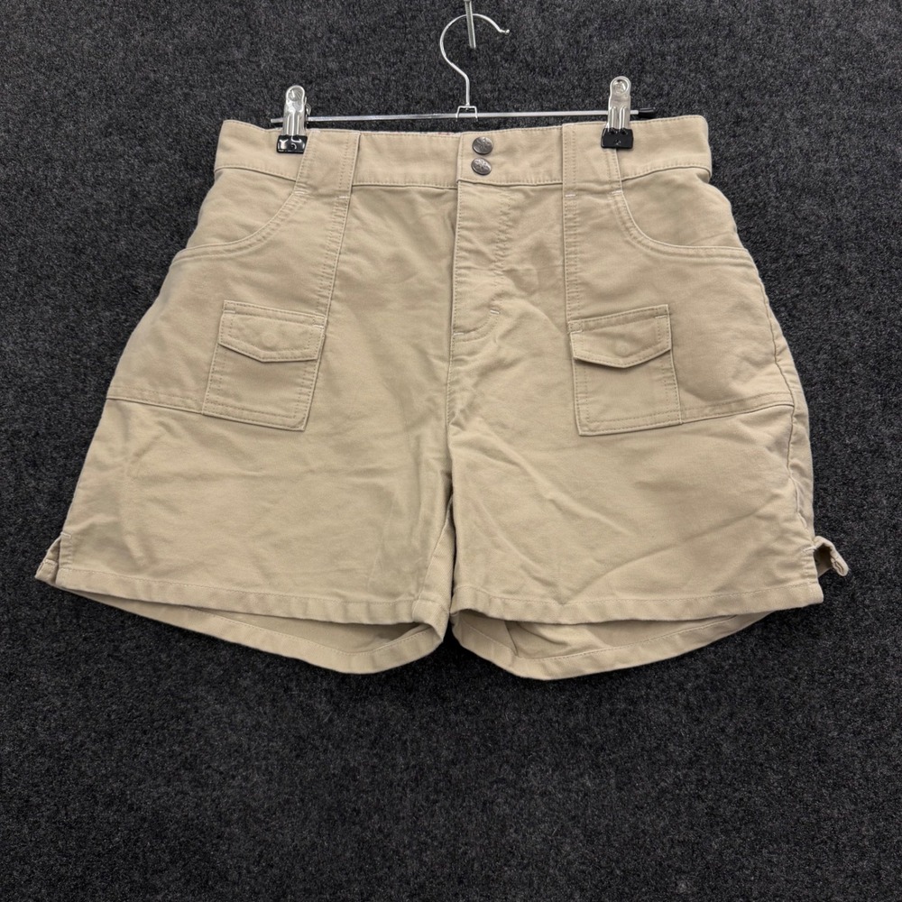 Khaki Cargo Utility Shorts Tan Cotton Twill High Rise Multi-Pocket Size 31 Waist